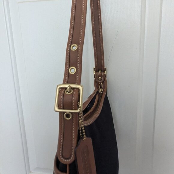 Coach vintage Cavas Leather  Shoulder Bag Crossbody Black Brown - Picture 5 of 16